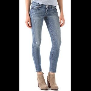 Paige 27 Skyline Ankle Peg Distressed Skinny Jeans